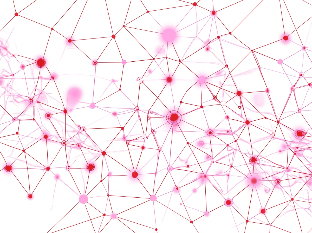 Ein Netzwerk in den Farben Rot und Rosa