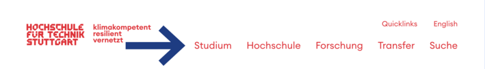 Screenshot des Kopfes der Website