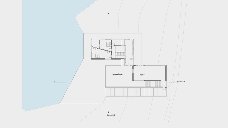 Grundriss OG der Studienarbeit Kunstrefugium am Walchensee