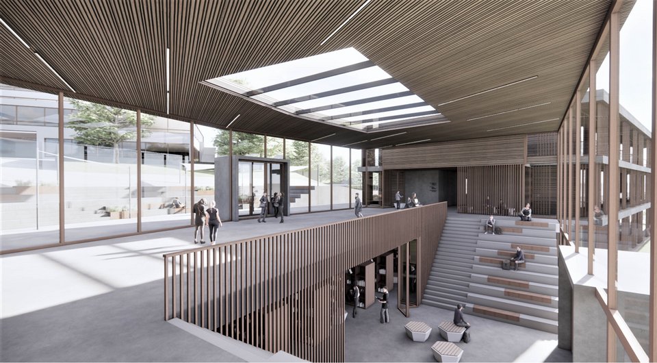 Rendering der Studienarbeit Neubau Fuchsrain Gymnasium 