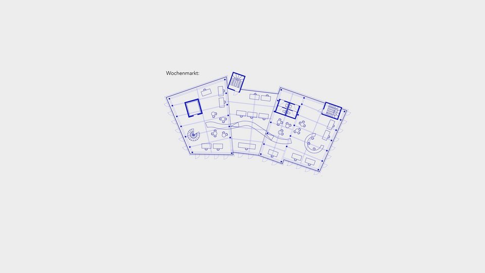 Grundriss Wochenmarkt der Studienarbeit der Polyvalente Raum.