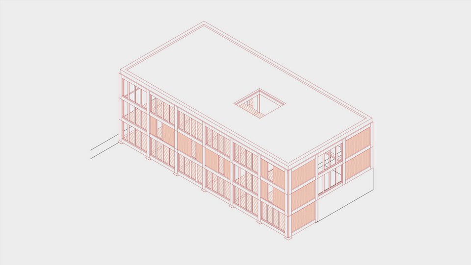 Isometrie der Bachelor-Arbeit Holzmarkt Bauer – Ein Haus für zehn Studierende