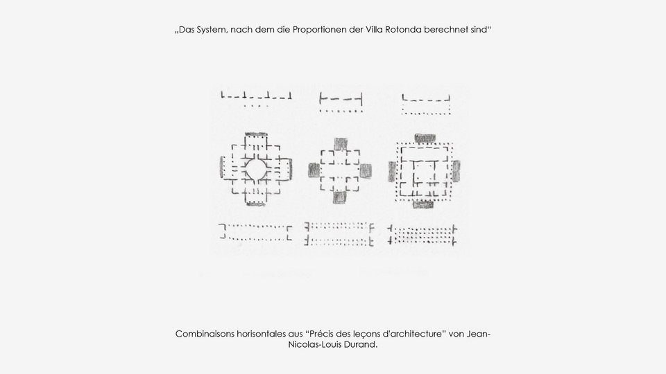 Zeichnung zum System, nach dem die Proportionen der Villa Rotunda berechnet sind