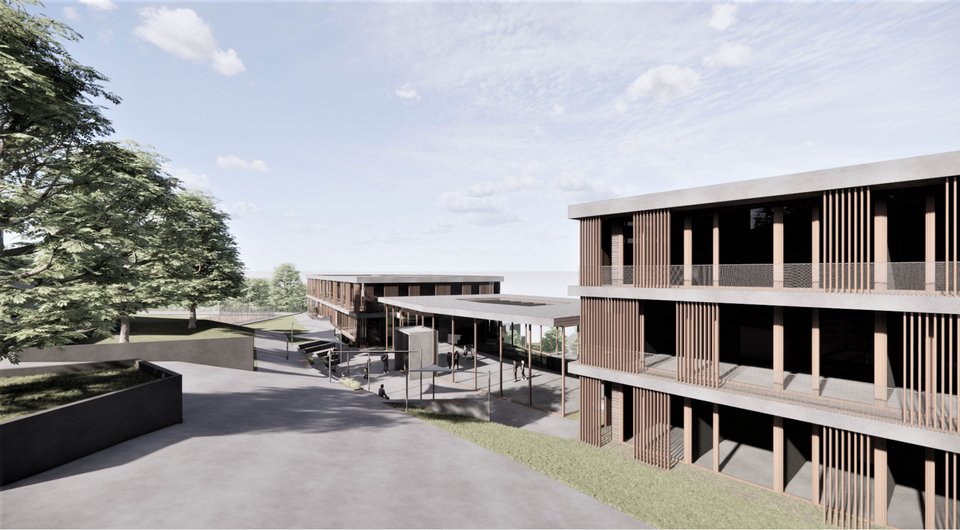 Rendering der Studienarbeit Neubau Fuchsrain Gymnasium 