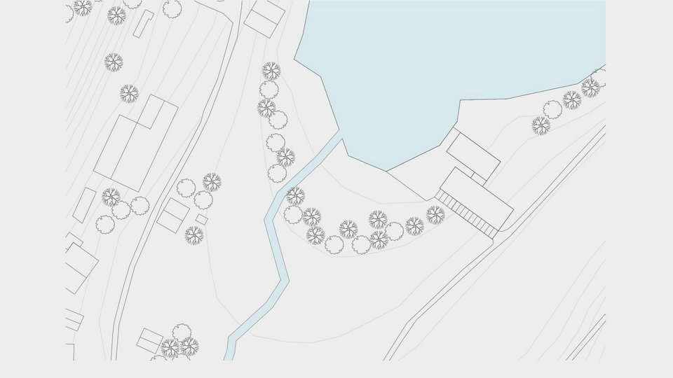 Lageplan der Studienarbeit Kunstrefugium am Walchensee