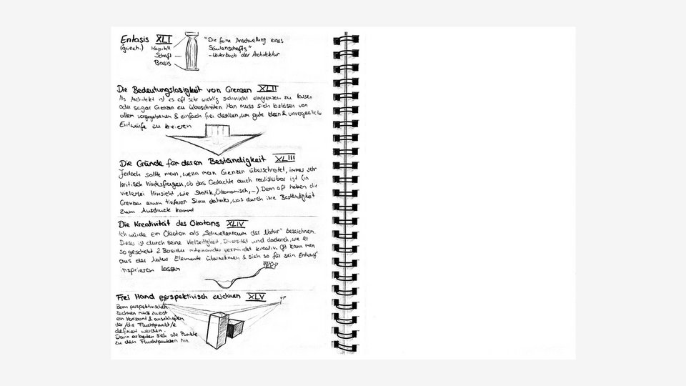 Auszug aus einem Skizzenbuch zum Thema 250 Dinge, die ein Architekt wissen sollte