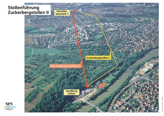 Lageplan einer Tunnelbaustelle 