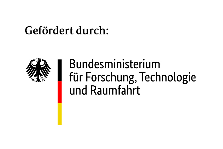 Logo "Gefördert durch: Bundesministerium für Forschung, Technologie und Raumfahrt"