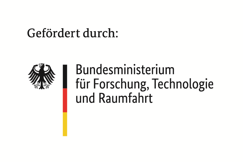 Logo "Gefördert durch: Bundesministerium für Forschung, Technologie und Raumfahrt"