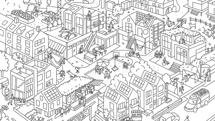 Illustration eines Stadtquartiers