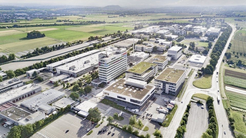 Luftbild des Industriestandortes Schwieberdingen der Robert Bosch GmbH / Aerial view of the Schwieberdingen industrial site of Robert Bosch GmbH