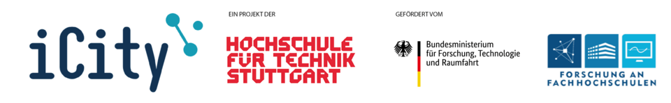 Banner Logos: iCity, ein Projekt der Hochschule für Technik Stuttgart, gefördert vom Bundesministerium für Forschung, Technologie und Raumfahrt (BMFTR), Forschung an Fachhochschulen