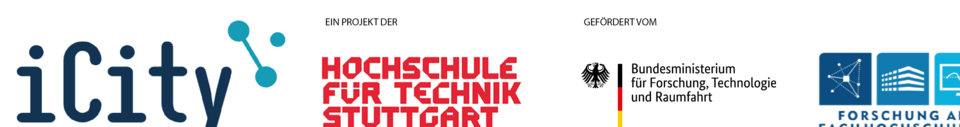 Banner Logos: iCity, ein Projekt der Hochschule für Technik Stuttgart, gefördert vom Bundesministerium für Forschung, Technologie und Raumfahrt (BMFTR), Forschung an Fachhochschulen