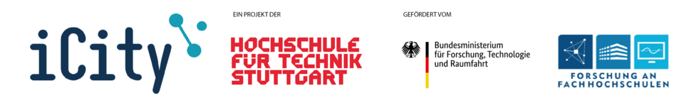 Banner Logos: iCity, ein Projekt der Hochschule für Technik Stuttgart, gefördert vom Bundesministerium für Forschung, Technologie und Raumfahrt (BMFTR), Forschung an Fachhochschulen