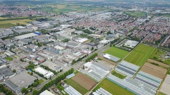 Luftbild des iba Projektgebietes „Agriculture meets Manufactoring“ in Fellbach