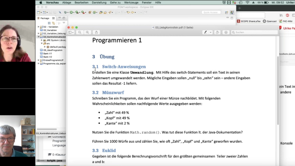 Screenshot Online-Vorlesung Programmieren