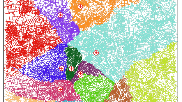 Darstellung der Ärzte-Einzugsbereiche von Stuttgart in einem GIS