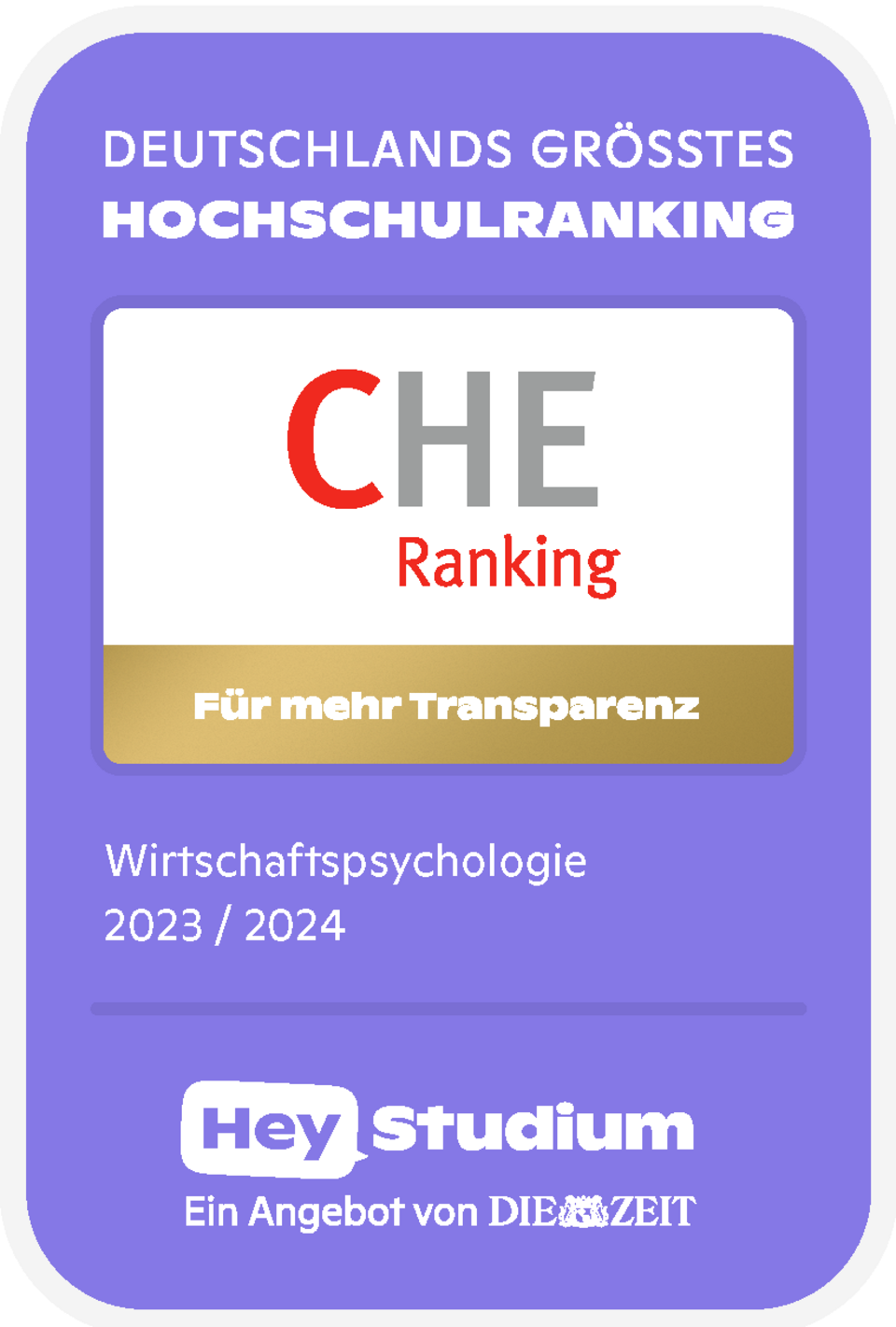 Siegel CHE-Ranking 2023 Wirtschaftspsychologie 