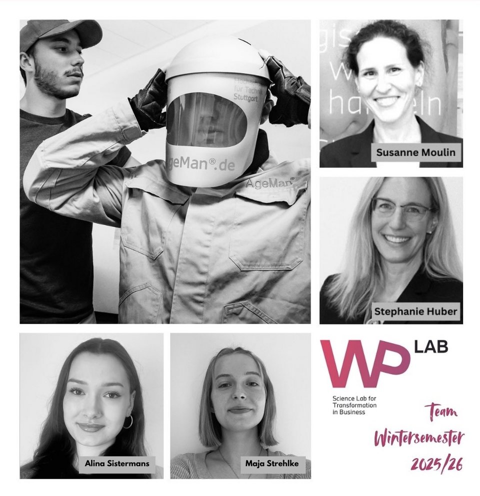 Auf dem Bild werden die zwei Verantwortlichen des WP Labors und die zwei Studentischen Hilfskräfte gezeigt.